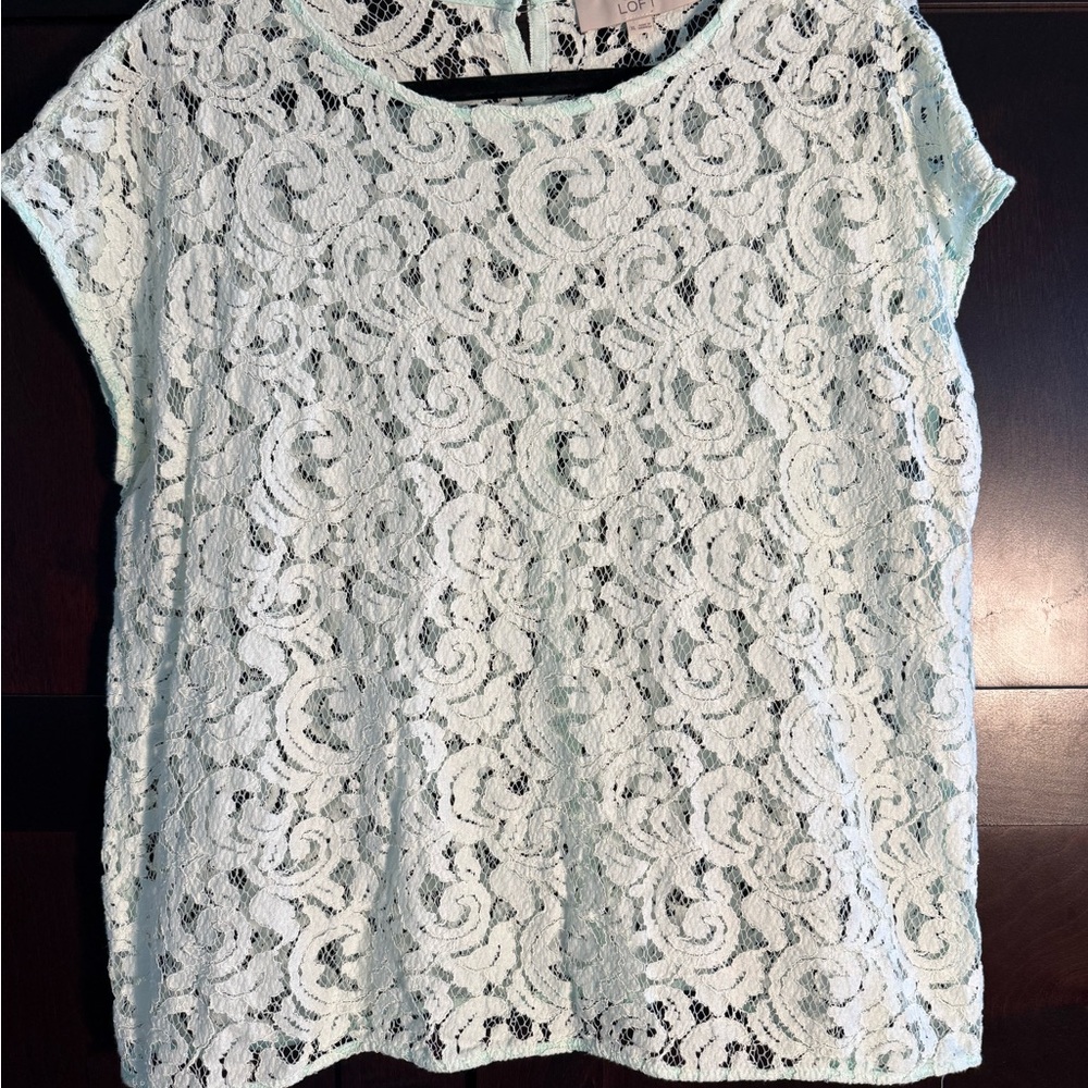 LOFT Mint Green Lace Blouse